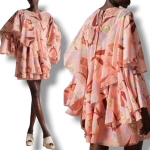 NWT Ted Baker Pegaia Coral Pink Sleeve Detail Mini Dress Size 4 $395